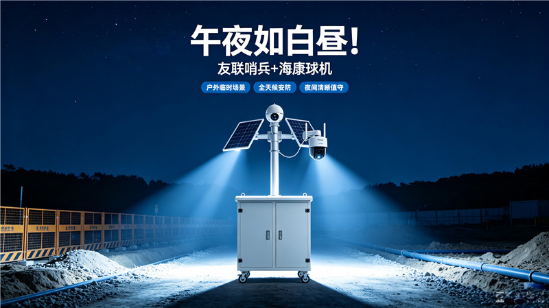 午夜如白晝！夜間安防 友聯(lián)哨兵+海康球機(jī)，戶外臨時(shí)場景全天候安防
